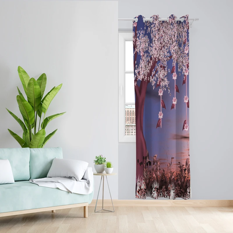 پرده طرح شکوفه مدل مخمل پانچی کد 2593 z سایز 140x200 سانتی متر