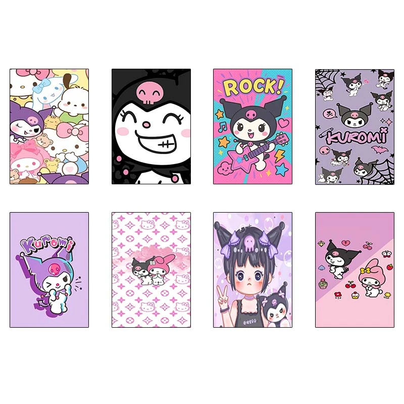 پوستر کارنيکا طرح مای ملودی و کورومی My Melody & Kuromi کد 35007 مجموعه 8 عددی