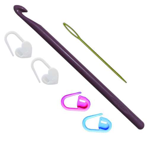  قلاب تریکو بافی مدل G.co-07 کد 07 به همراه سوزن دوخت کاموا و سنجاق نشانه گذار بافتنی مجموعه 6 عددی