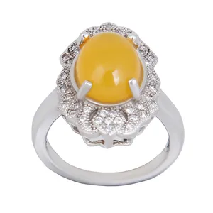 انگشتر نقره زنانه بازرگانی میلادی مدل عقیق زرد شرف الشمس رکاب آب کاری رادیوم کد AWR_1261