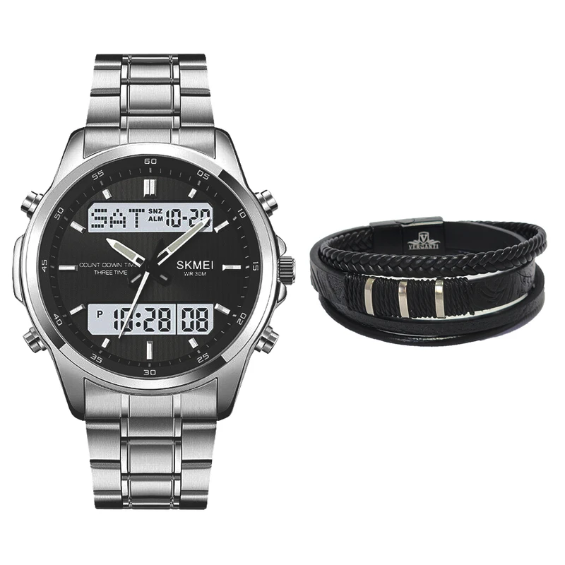 ساعت مچی عقربه‌ای مردانه کوارتز اسکمی مدل 2049SIBK به همراه دستبند