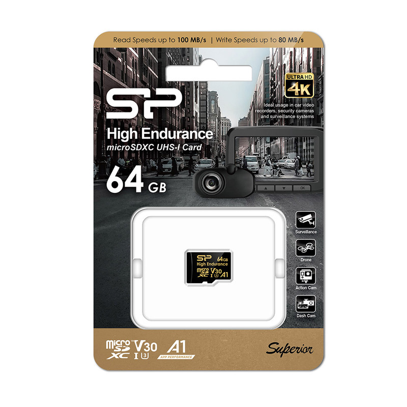 کارت حافظه microSDHC سیلیکون پاور مدل Golden series Superior کلاس 10 استاندارد UHS-I U3 سرعت 100MBps ظرفیت 64 گیگابایت