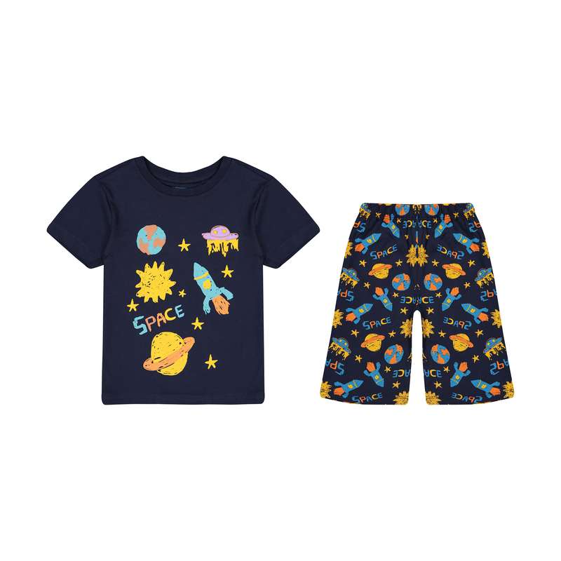 ست تی شرت و شلوارک پسرانه ال سی وایکیکی مدل 1S70674Z4-JC7-NAVY