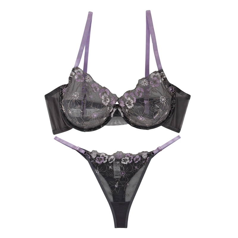 ست سوتین و شورت زنانه برتا مدل فنردار توری کد 2020DO