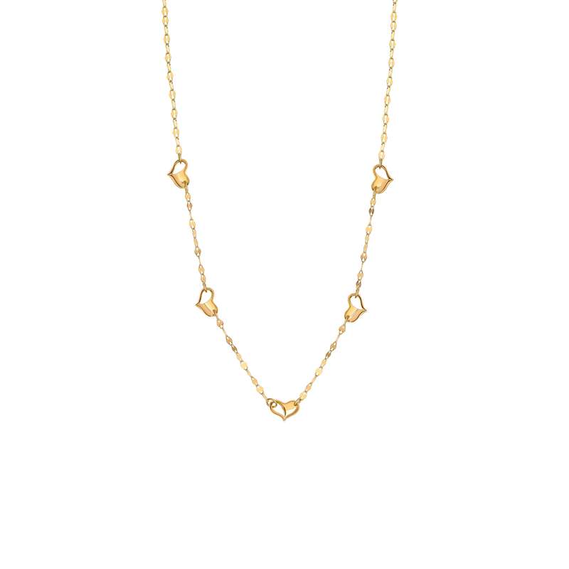 گردنبند طلا 18 عیار زنانه با زنجیر مینیمال ماوی گالری مدل استار و پنج قلب