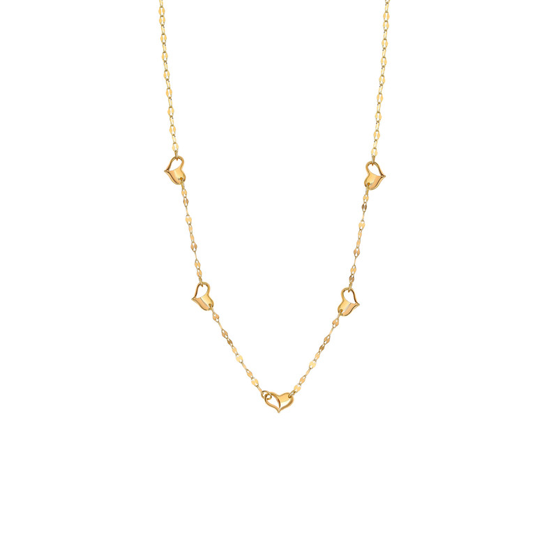 گردنبند طلا 18 عیار زنانه با زنجیر مینیمال ماوی گالری مدل استار و پنج قلب