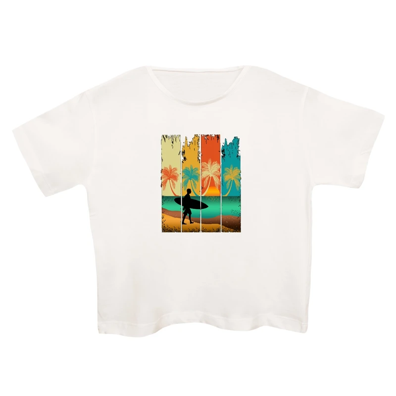 کراپ‌تی شرت آستین کوتاه زنانه مدل تابستون