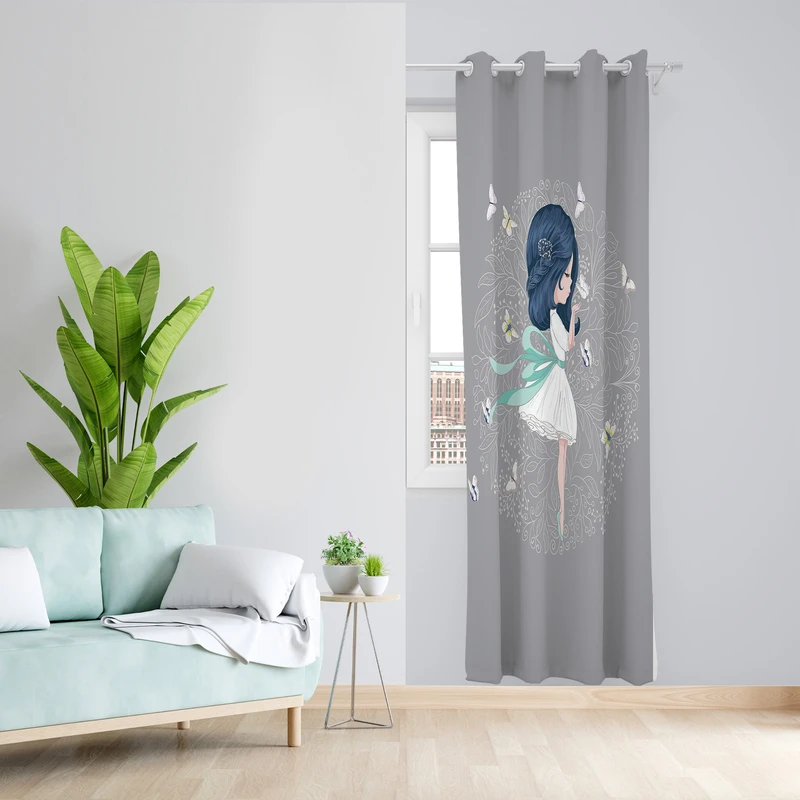 پرده طرح کودک مدل مخمل پانچی کد L 1145 Z سایز 140x200 سانتی متر