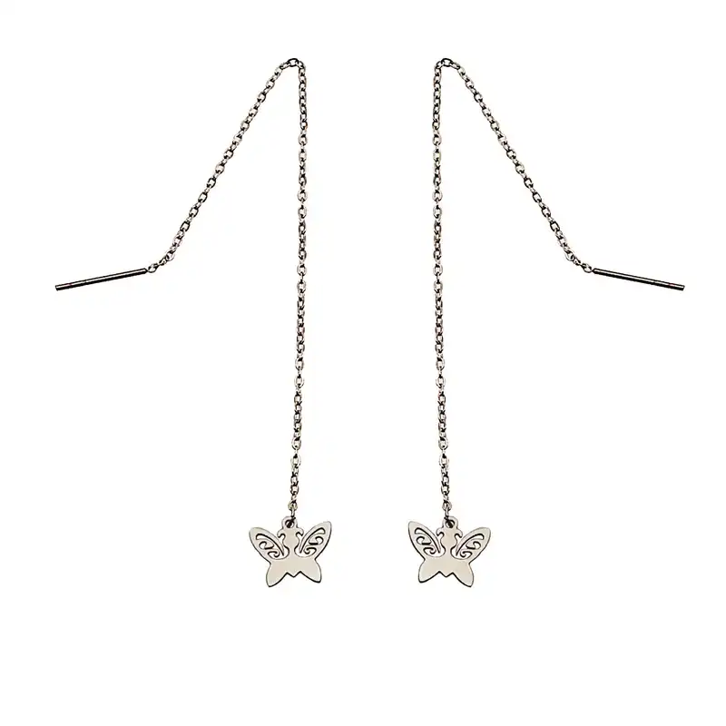 گوشواره زنانه مدل بخیه ای طرح پروانه کد 507GUZ