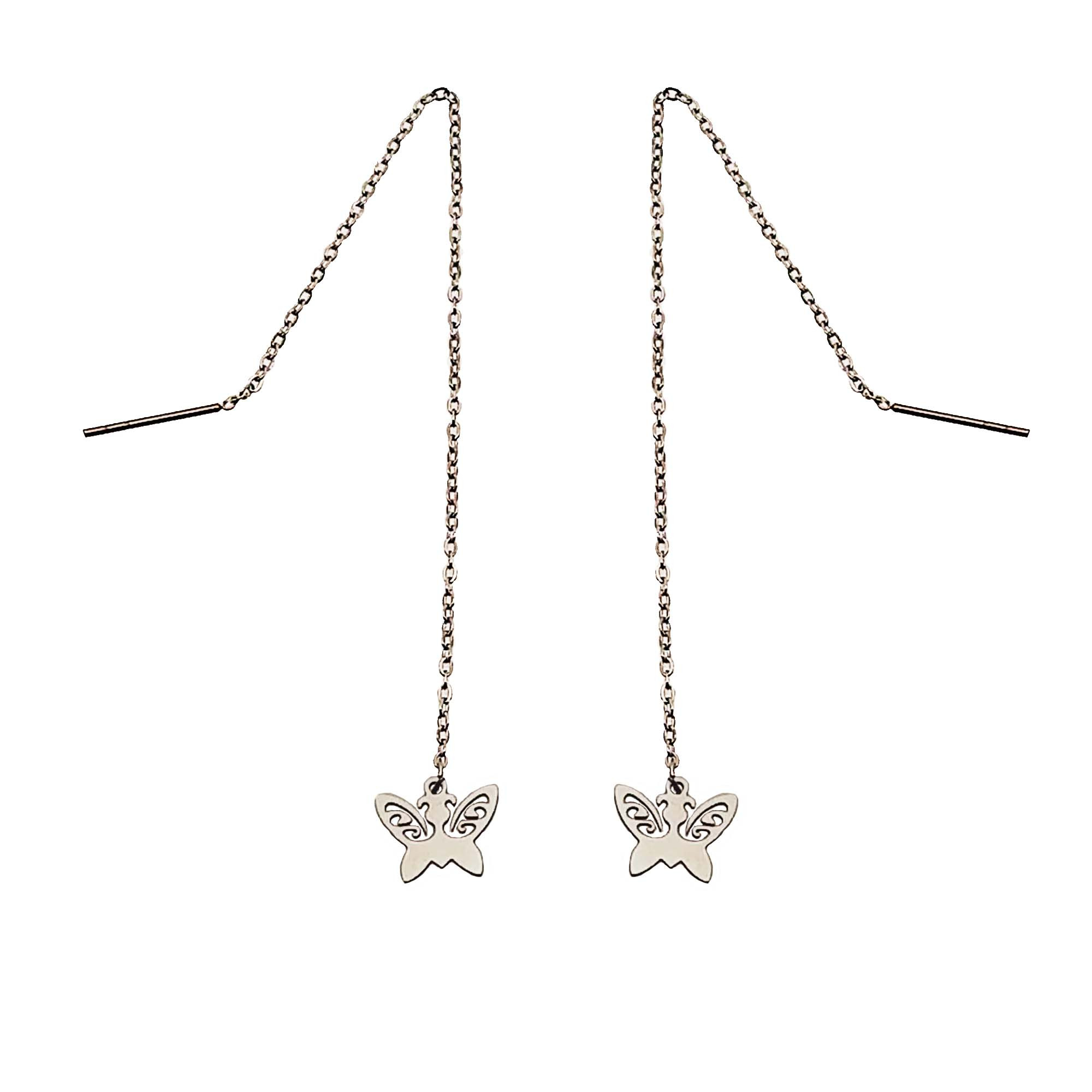 گوشواره زنانه مدل بخیه ای طرح پروانه کد 507GUZ