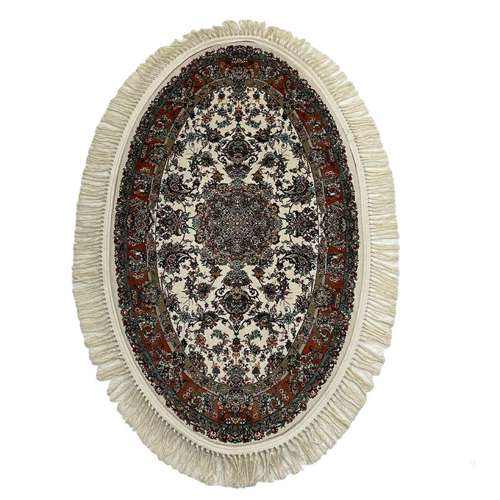 فرش ماشینی قالی تارا مدل خطیبی زمینه کرم