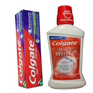 دهان شویه کلگیت مدل MAX WHITE حجم 500 میلی لیتر به همراه خمیر دندان حجم 75 میلی لیتر