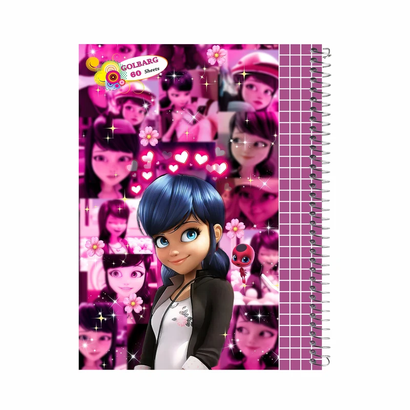 دفتر شطرنجی 60 برگ گلبرگ طرح دخترکفشدوزکی کد 601239