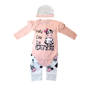 ست 3 تکه لباس نوزادی مدل Cow کد 123
