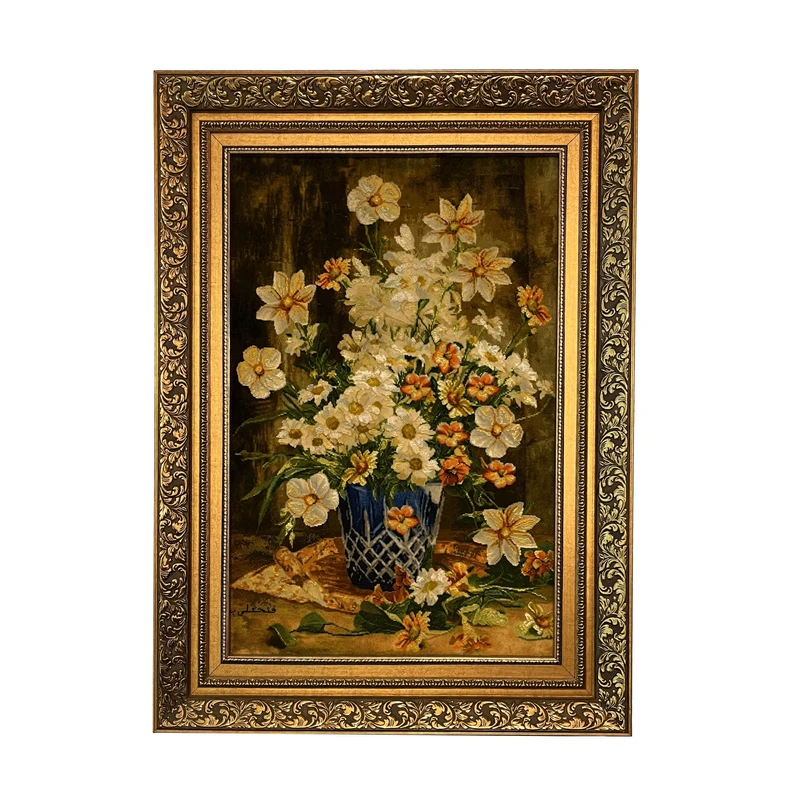 تابلو فرش دستباف طرح گلدان گل کد NKP.R31