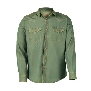 پیراهن آستین بلند مردانه گنت مدل جین سنگ شور 02010061