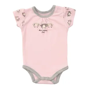 بادی آستین کوتاه نوزادی دخترانه پولونیکس طرح پرنده کد 02