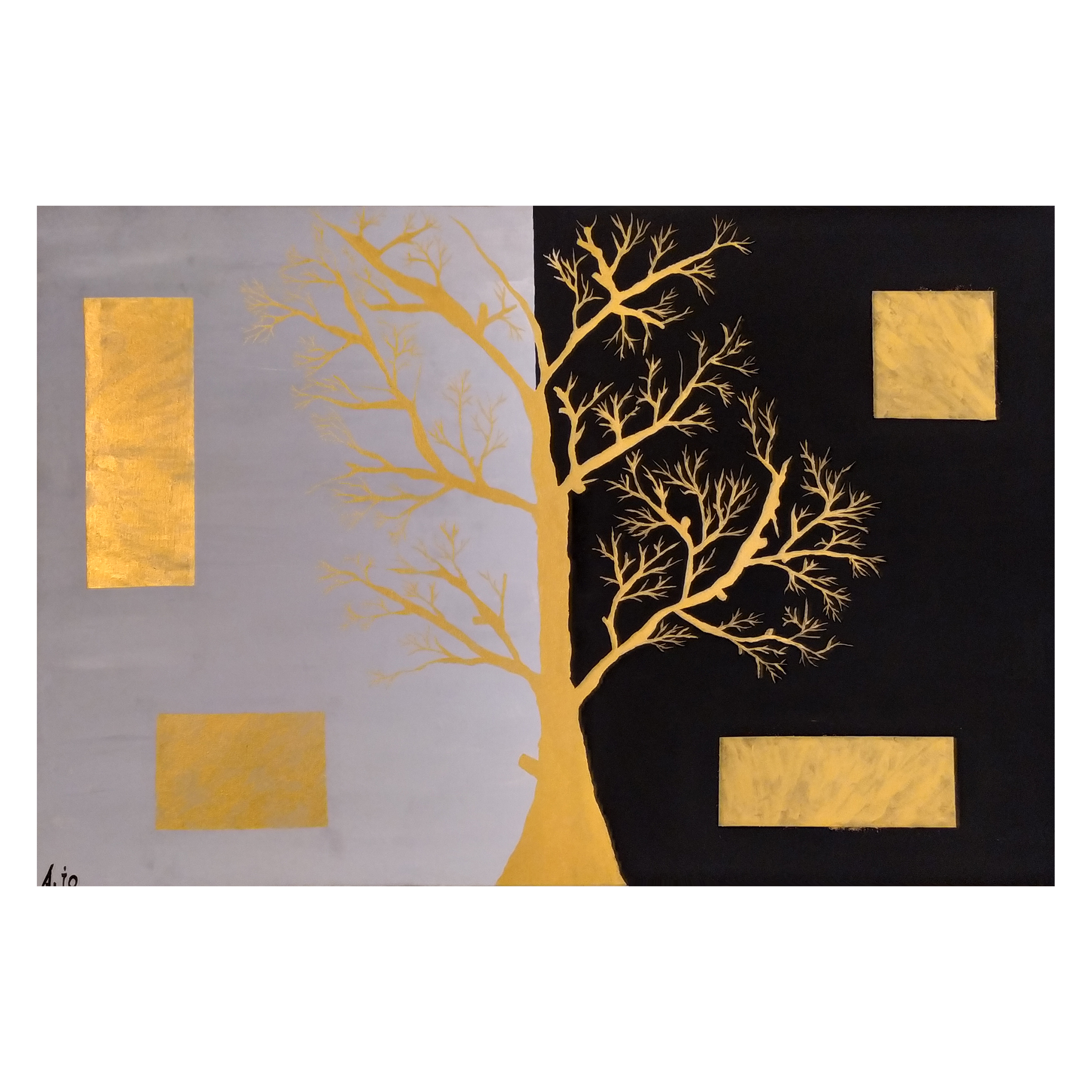 تابلو نقاشی گواش مدل درخت روزگار