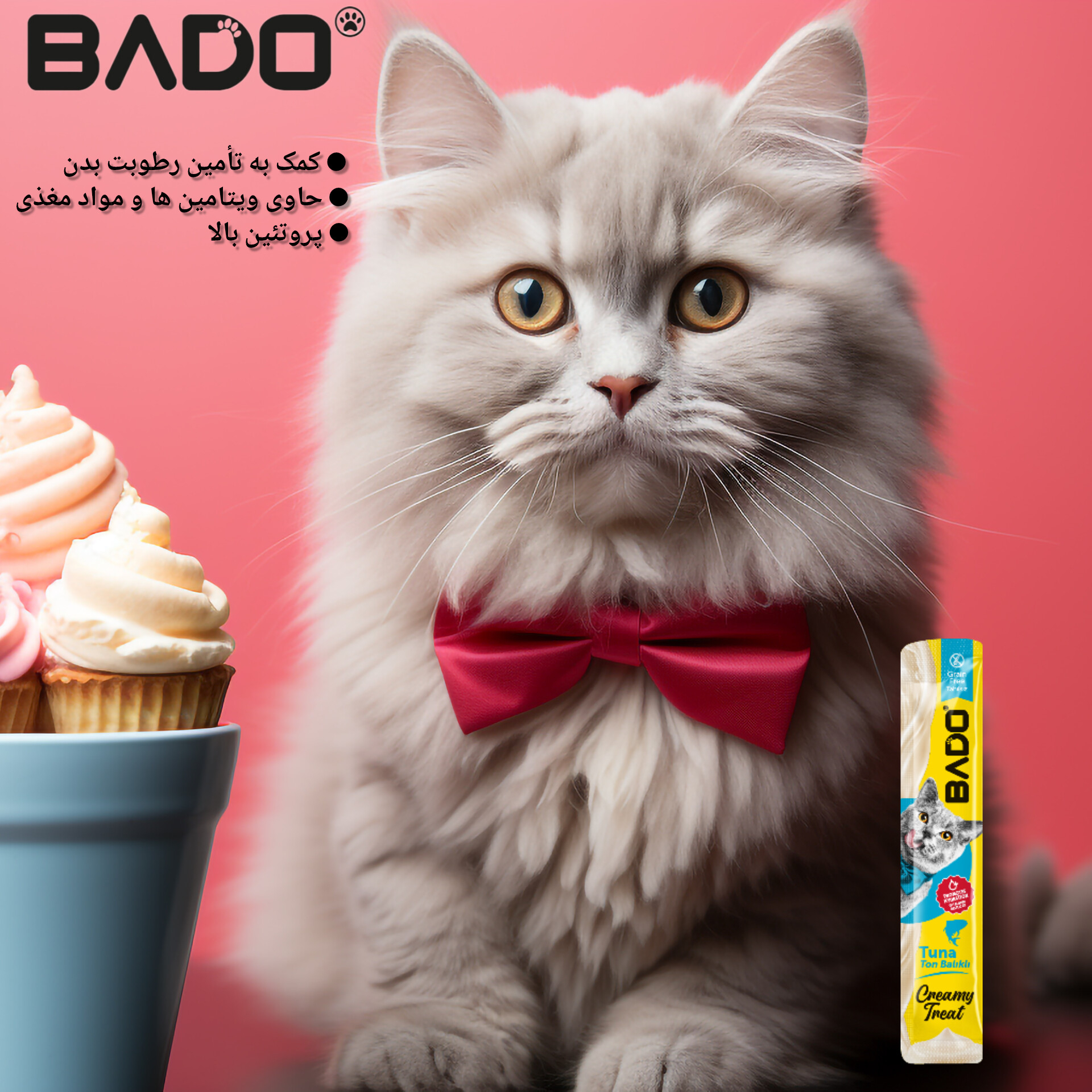 تشویقی گربه مدل بستنی طعم ماهی تن وزن 15 گرم