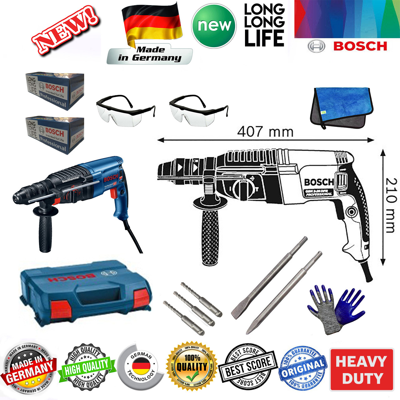 دریل چکشی بوش مدل  EXtra - GBH 2-26 DFR