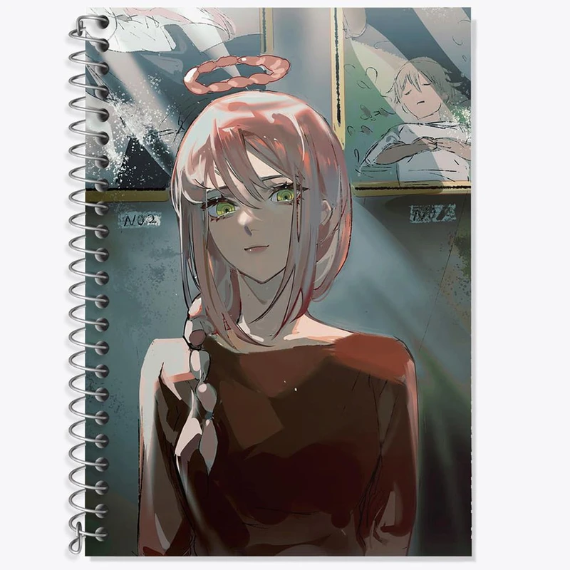 دفتر زبان 50 برگ خندالو مدل سه خط طرح ماکیما انیمه مرد اره ای Chainsaw Man کد 17911