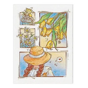 برچسب مدل تم ساز طرح اسکرپ بوک دختر و کلاه آفتابی