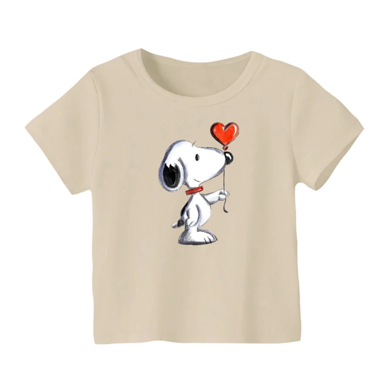 تی شرت آستین کوتاه بچگانه مدل اسنوپی کد 33 رنگ کرم