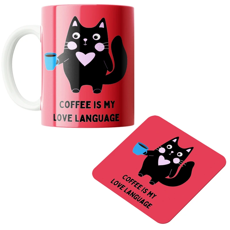 ماگ پاد آفرین مدل عشق و قهوه کد DKC271 به همراه زیر لیوانی