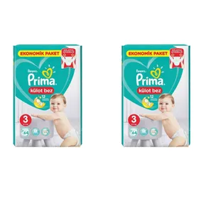 پوشک پریما مدل شورتی سایز 3 بسته 64 عددی مجموعه دو عددی