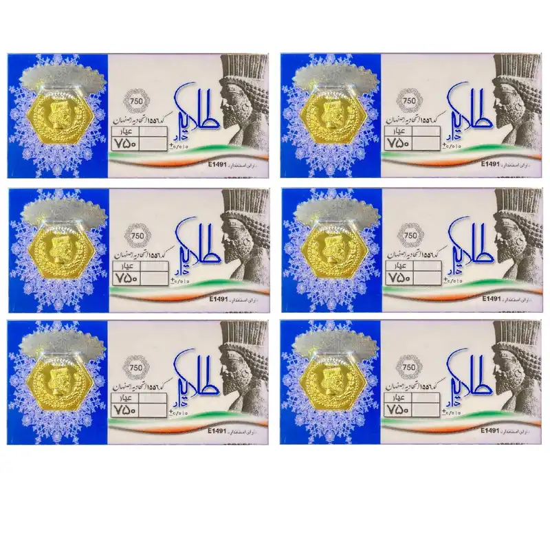 شمش طلا 18 عیار طلایار مدل P350 بسته 6 عددی
