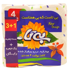 دستمال توالت 100 برگ بی تا مدل B_202 بسته 4 عددی
