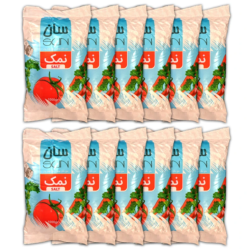 نمک یددار تصفیه شده تبلور مجدد سان - 1000 گرم بسته 12 عددی