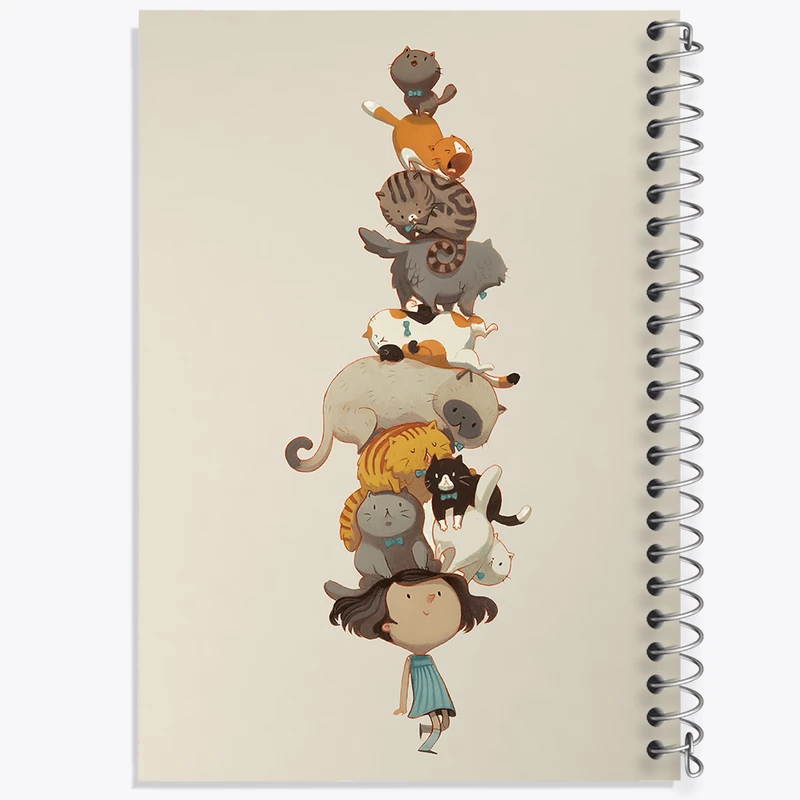 دفتر شطرنجی 50 برگ خندالو طرح دختر و گربه های کیوت کد N3427