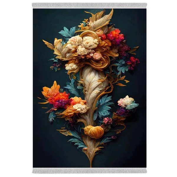 فرش پارچه‌ای دفه مدل فرشینه شانل مخمل طرح فانتزی کد 7107