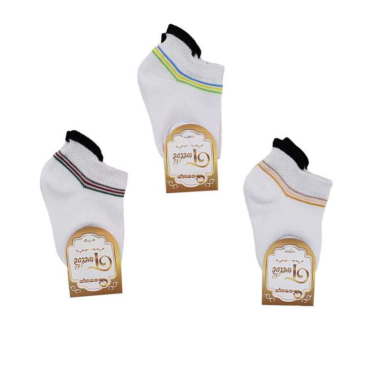 جوراب ساق کوتاه نوزادی مدل ساده مجموعه سه عددی