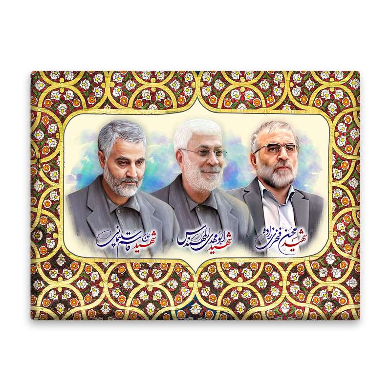 کاشی اطلس آبی طرح شهید ابو مهدی المهندس و شهید حاج قاسم سلیمانی مدل T5378
