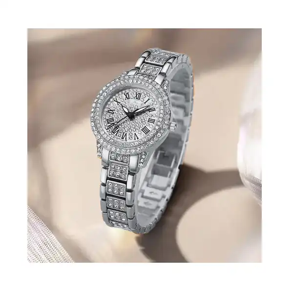 ساعت مچی عقربه ای زنانه مدل فول نگین لوکس کد 1