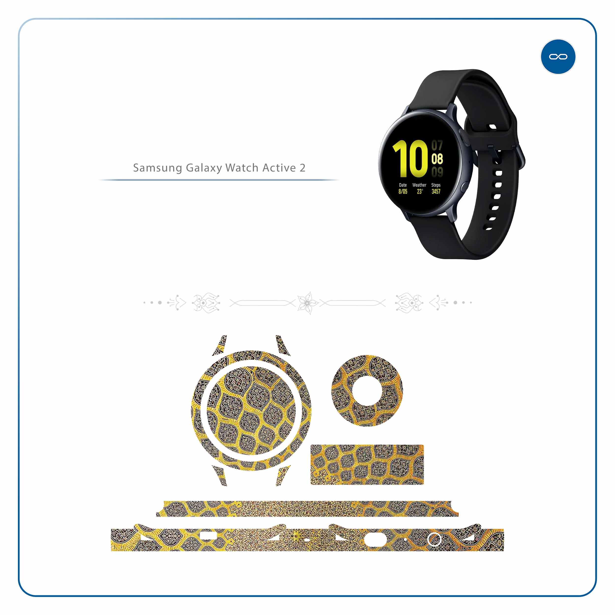 برچسب ماهوت طرح Iran-Tile2 مناسب برای ساعت هوشمند سامسونگ Galaxy Watch Active 2 44mm