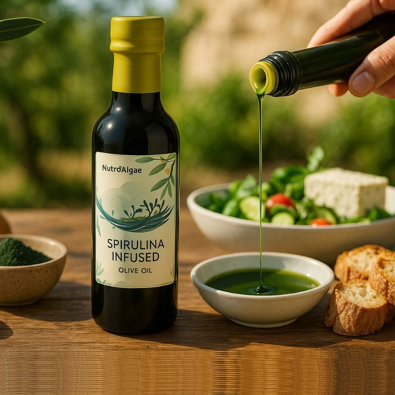 روغن زیتون بودار غنی شده با اسپیرولینا نوتروآلگ - 500گرم