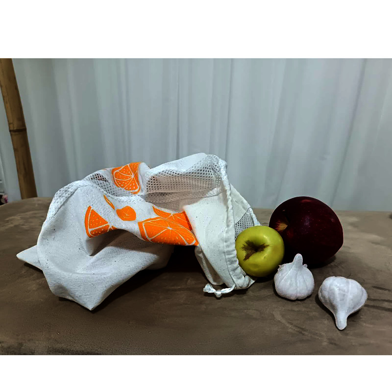 کیسه نگهدارنده میوه طرح پرتقال بسته 3 عددی
