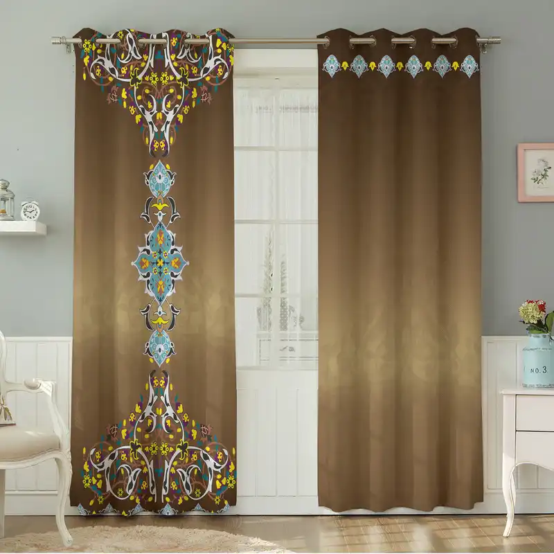 پرده نیروانا طرح سنتی مدل مخمل کد 5256 سایز 140×280 سانتی متر