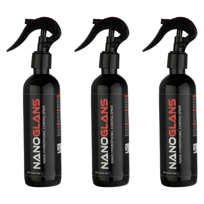  محلول نانو فوق آبگریز نانوگلنز مدل HYDROPHOBIC-COATING حجم 250 میلی لیتر بسته 3 عددی