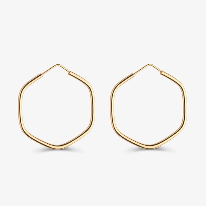 گوشواره طلا 18 عیار زنانه دوست خوب مدل پنج ضلعی dk525