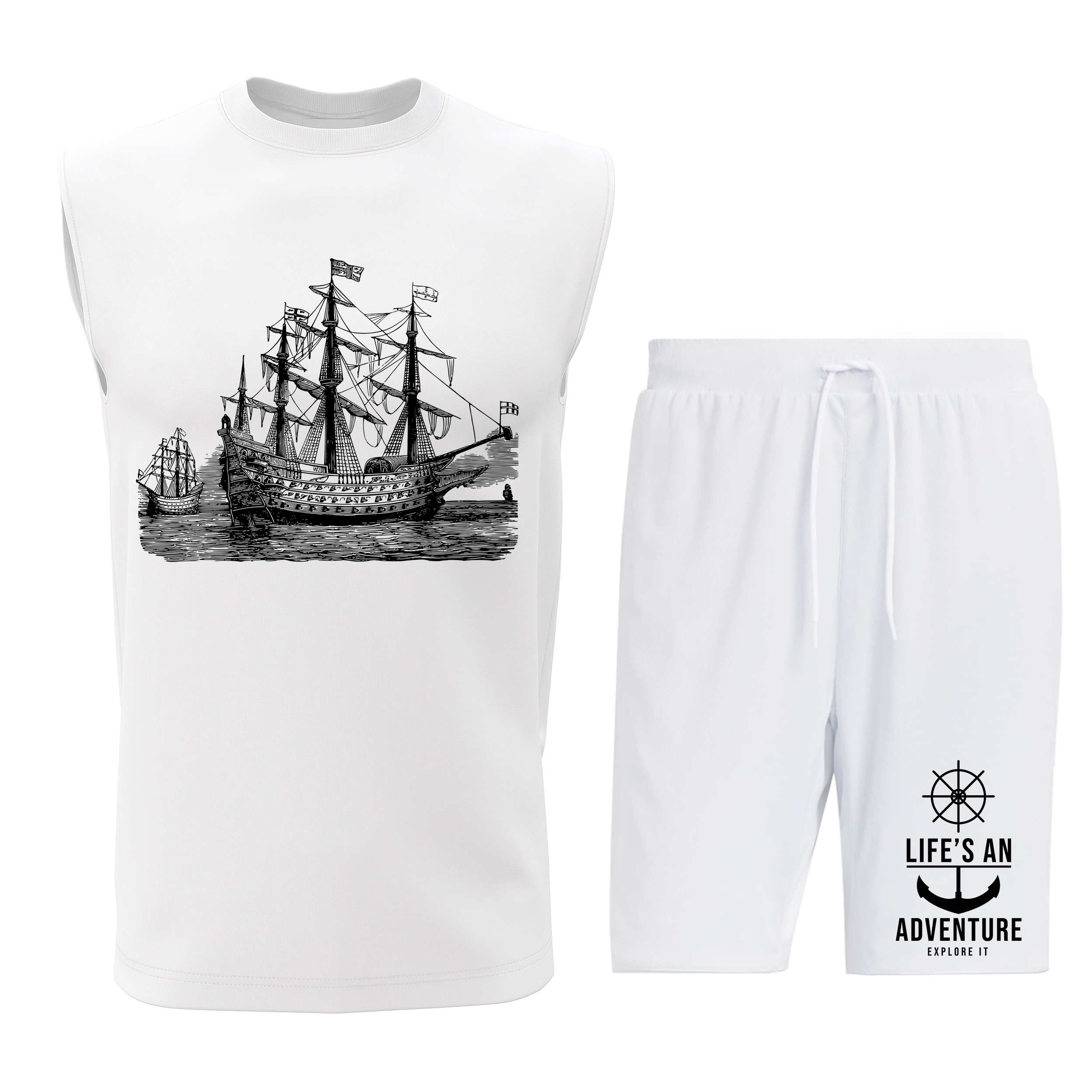 ست تاپ و شلوارک مردانه طرح کشتی مدل S140W