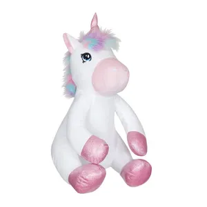 عروسک طرح اسب تک شاخ مدل RainBow Unicorn کد SZ7/455 ارتفاع 43 سانتی‌متر