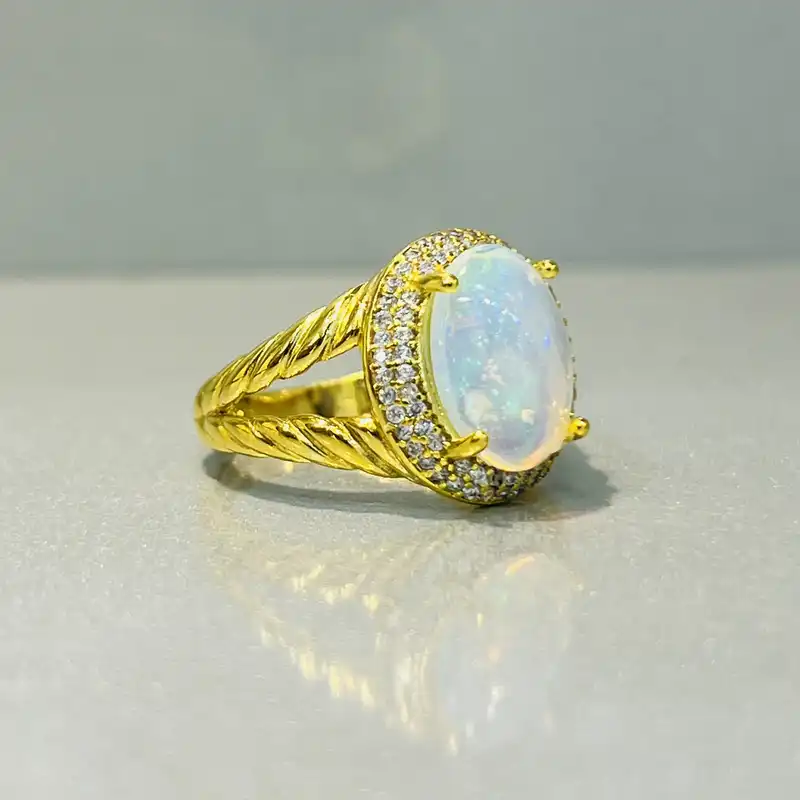 انگشتر نقره زنانه مدل اسپرت دستساز اوپال اتیوپی طبیعی کد 43-34