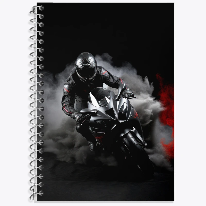 دفتر زبان 50 برگ خندالو مدل دو خط طرح موتورسوار و موتور سیکلت کد F2686