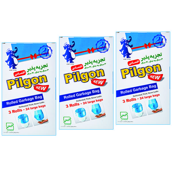 کیسه زباله پیلگون مدل 3 رول بزرگ 24 عددی مجموعه 3 عددی کیسه زباله پیلگون مدل 3 رول بزرگ 24 عددی مجموعه 3 عددی