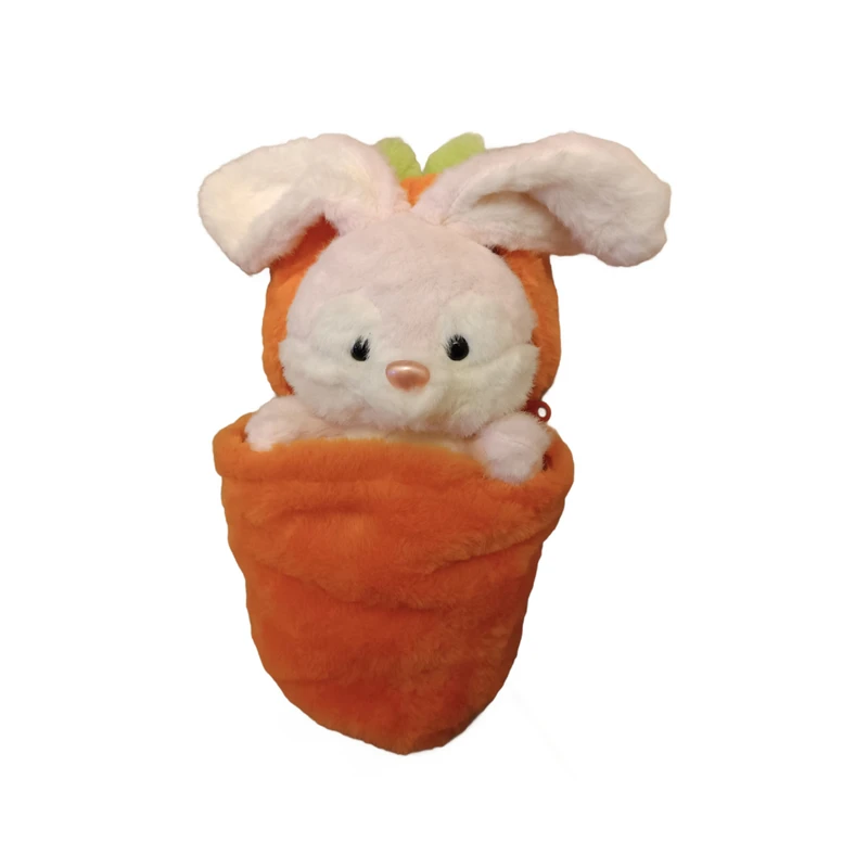 عروسک پولیشی مدل خرگوش میوه ای طرح هویج زیپی ارتفاع 35 سانتی متر 