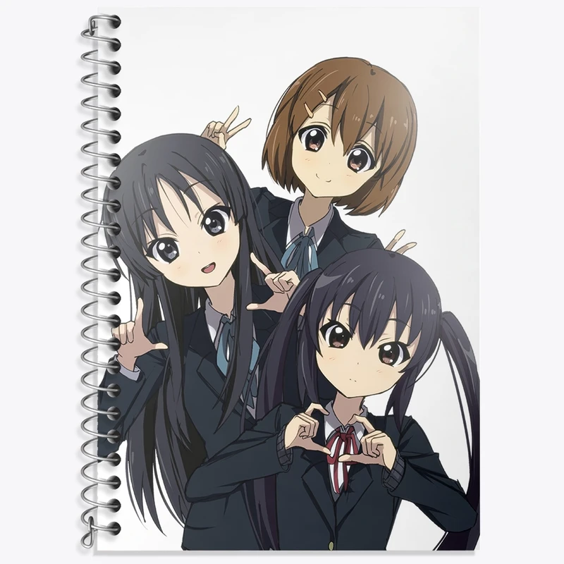 دفتر زبان 50 برگ خندالو مدل دو خط طرح میو، یویی و آزوسا انیمه كي اون کد 34142